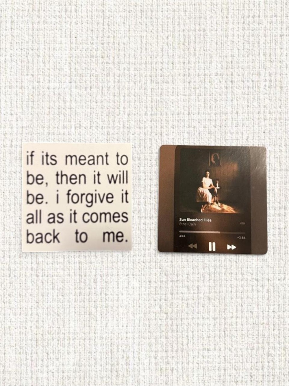 Set of 2 small Ethel Cain-inspired art / lyric stickers.